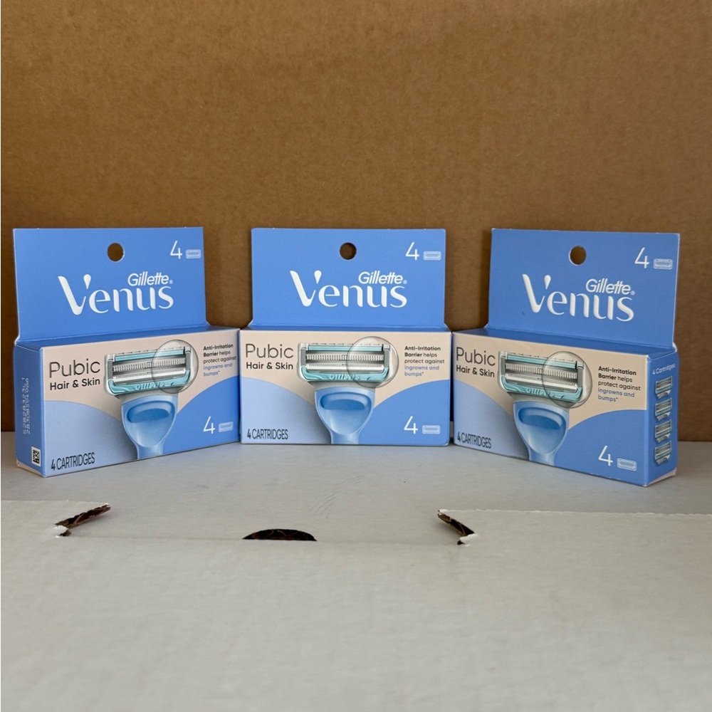 3x Gillette Venus for Pubic Hair & Skin Women Razor Blade Refills 4 ct Each